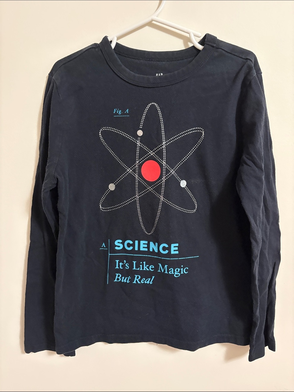 GAP Long Sleeve Tee with Red & Aqua Science Graphic